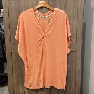 Soft Surroundings 1X Top V Neck Twist Knot Short Sleeve Shirt